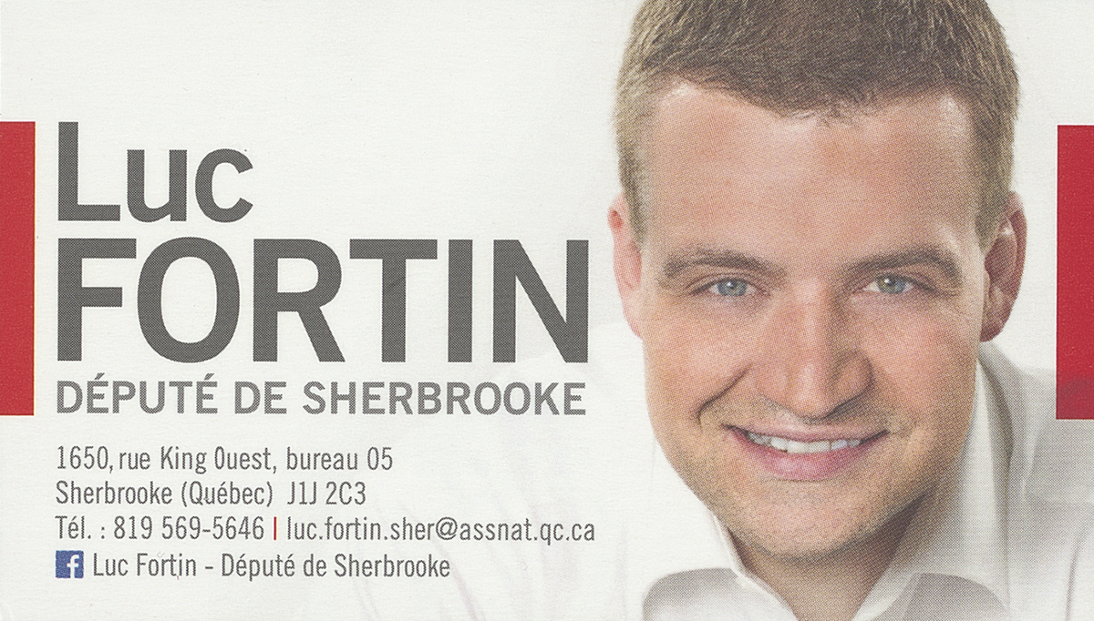 Carte promotionnelle de Luc Fortin. [Entre 2015 et 2018].