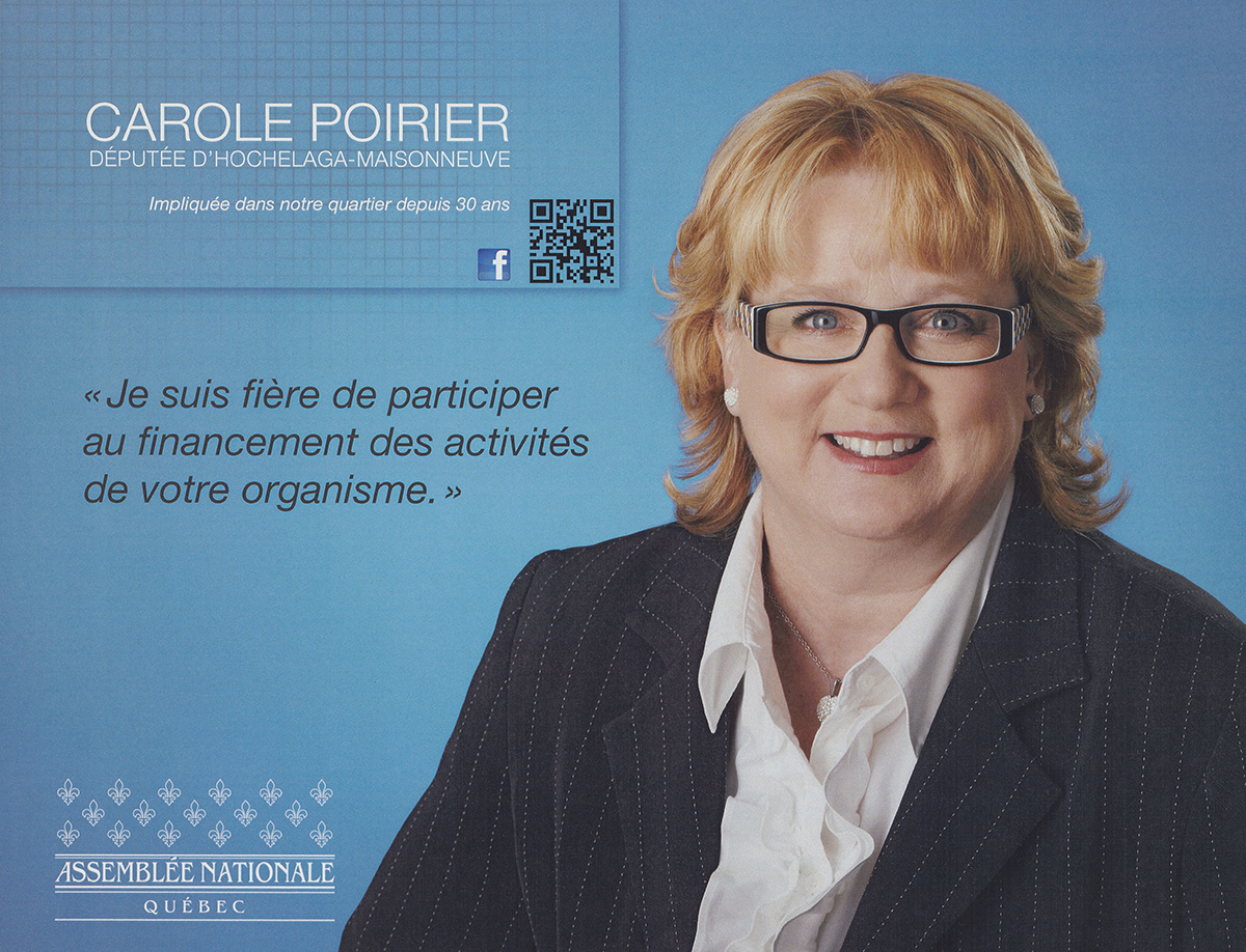 Affiche promotionnelle  de Carole Poirier. [Entre 2008 et 2018].